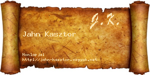 Jahn Kasztor névjegykártya